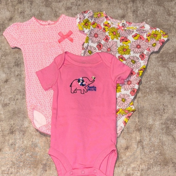 Carter's Other - Carter's Pink and Floral Elephant Bodysuit Bundle